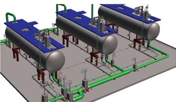 Модель установки подготовки пластовой воды, выполненная в AutoCAD MEP